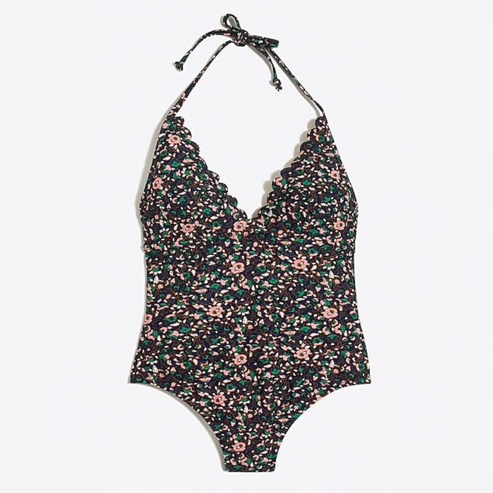 NWT J Crew Scalloped Plunge V-Neck One Piece